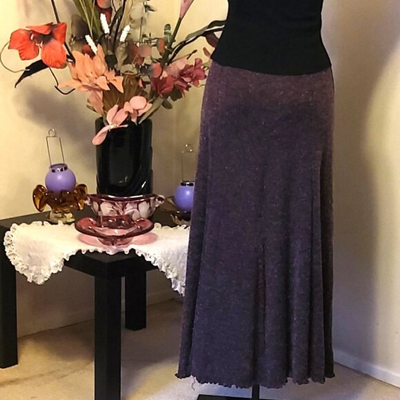 NWT Burgundy Wine-red Maxi Skirt Stretch Long Knitted Fall Winter Skirts Size M - Picture 5 of 6